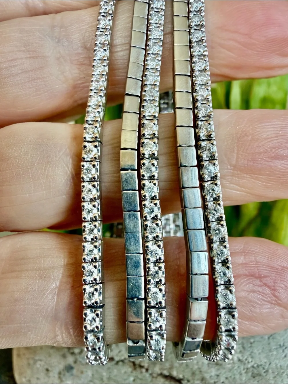 14k gold and 4.15 carat Multi-Row diamond Bracelet